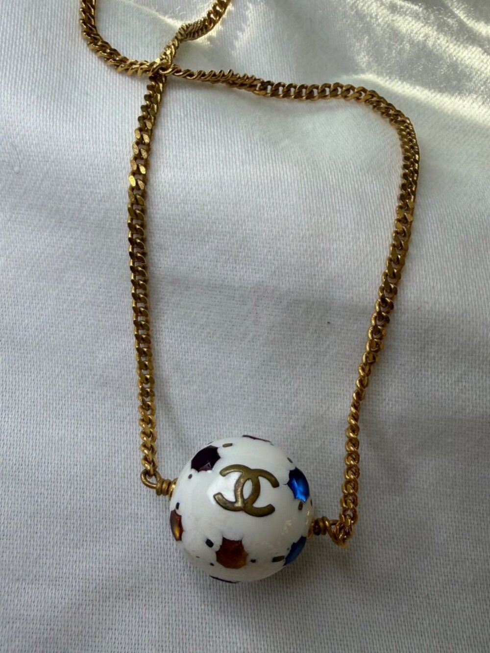 Chanel vintage ball necklace with gold plated hardware